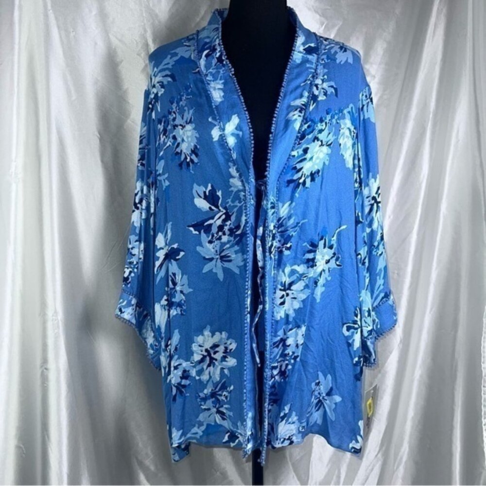Boho Floral Tie-Front Kimono Top Lightweight Cover-Up, NWT Boho Chic  & Festival